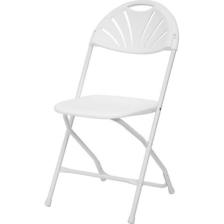 Atlas Commercial Products Fanback Plastic Folding Chair, White FPFC7WH